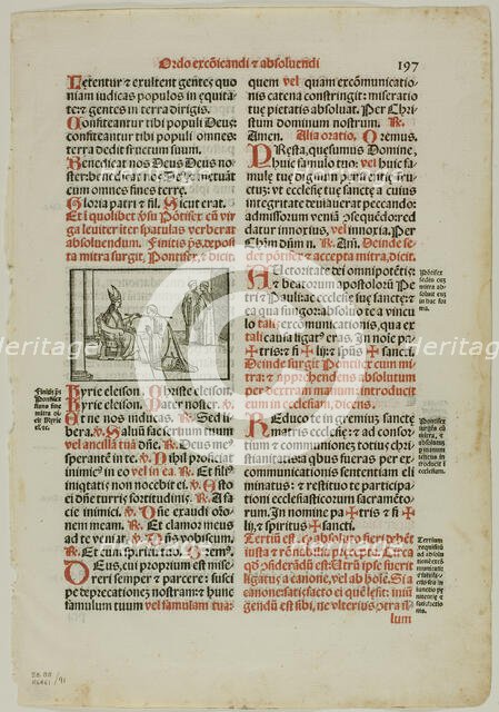 Leaf from Pontificale Romanum, plate 91 from Woodcuts from Books of the XVI Century...1937. Creators: Unknown, Max Geisberg.