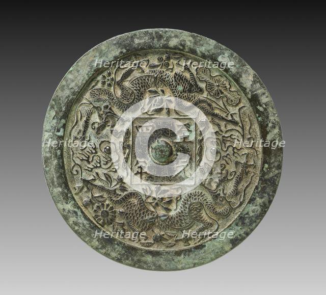 Mirror with Twin Dragons and Lotus Blossoms, 1338. Creator: Unknown.