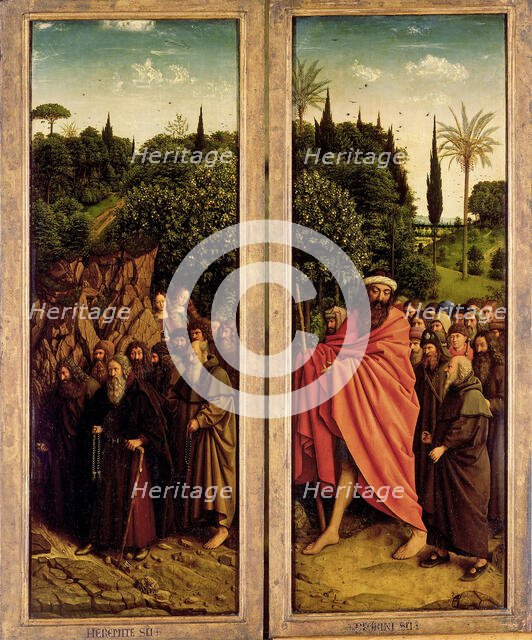 The Ghent Altarpiece. Adoration of the Mystic Lamb: The Holy Hermits and the Holy Pilgrims, 1432. Creator: Eyck, Jan van (1390-1441).