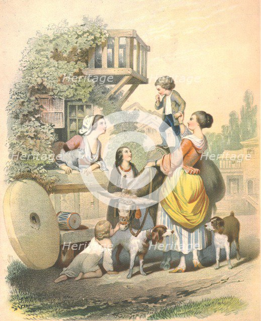 'A Chat with the Miller's Wife', late 18th-early 19th century? Artist: Unknown.