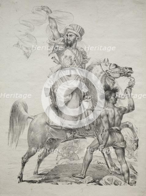 A Mameluke Chief on Horseback Signaling for Help, 1817. Creator: Antoine-Jean Gros (French, 1771-1835).
