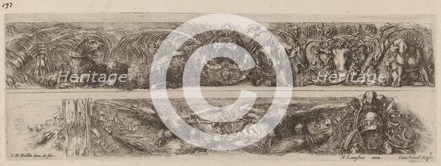 Two Ornamental Bands with Chained Leopards and Eagles, probably 1648. Creator: Stefano della Bella.