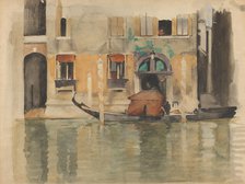 Gondola in front of a Venetian house, 1870-1923. Creator: Willem Witsen.