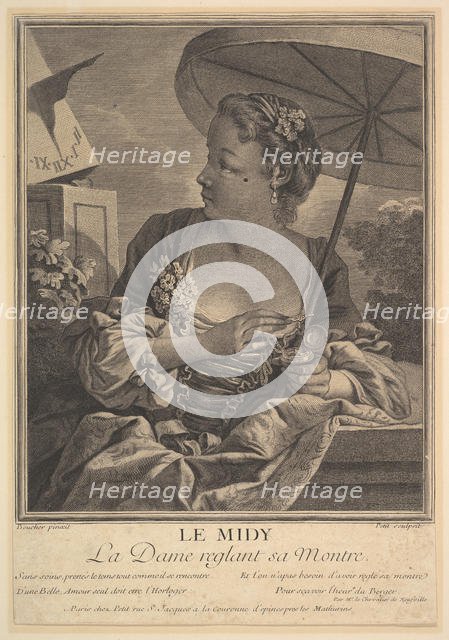 Midday. A Lady Setting Her Watch. Creator: G E Petit.