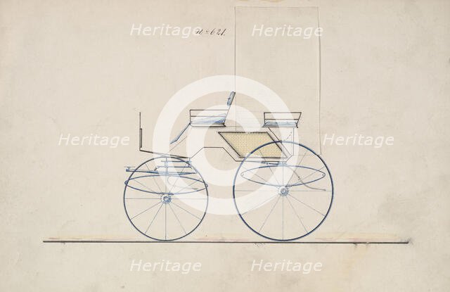 Design for 4 seat Phaeton, no top, no. 621, 1850-70. Creator: Brewster & Co.