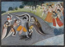 Krishna Subduing Kaliya, the Snake Demon: Folio from a Bhagavata Purana Series , ca. 1785. Creator: First generation after Manaku and Nainsukh.