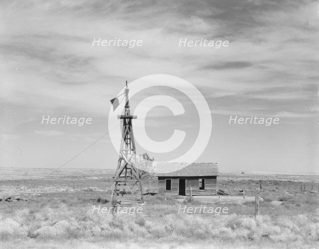 Deserted dryland farm in the Columbia Basin, south of Quincy, Grant County, Washington, 1939. Creator: Dorothea Lange.