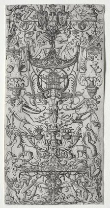 Ornament Panel with a Bird Cage, c. 1500-1512. Creator: Nicoletto da Modena (Italian).