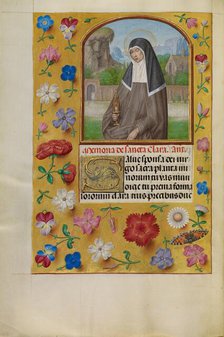 Saint Clara with a Monstrance; Spinola Hours, about 1510-1520. Creator: Workshop of Master of the First Prayer Book of Maximilian.