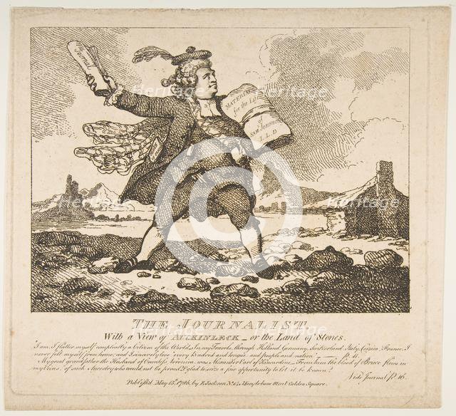 The Journalist, With a View of Auckinleck-or the Land of Stones (Picturesque Beaut..., May 15, 1786. Creator: Thomas Rowlandson.