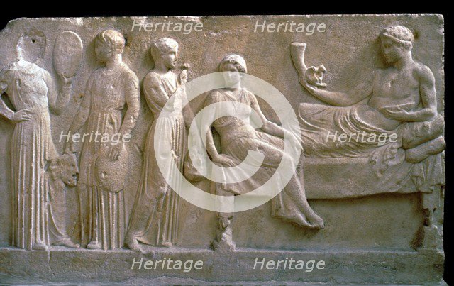 Greek votive relief of actors. Artist: Unknown