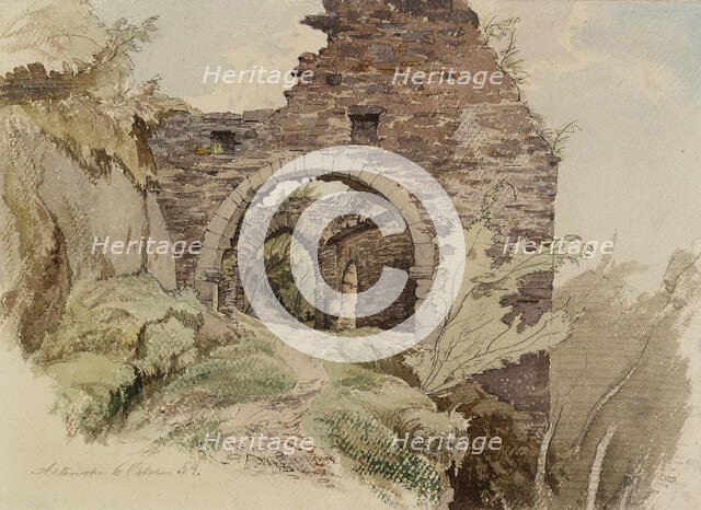 Castle ruins, portal vault, 1854. Creator: Werner Holmberg.