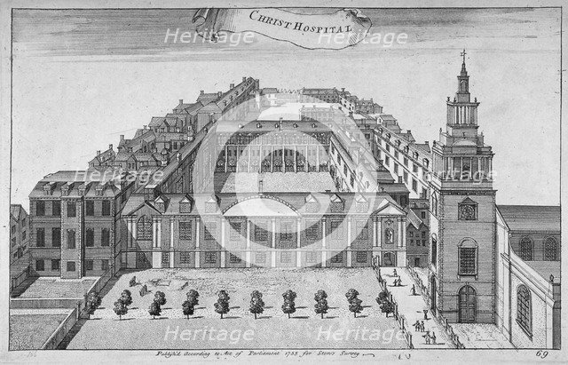 Christ's Hospital, City of London, 1755. Artist: Benjamin Cole