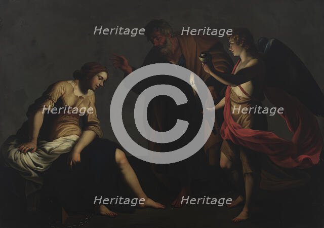 Saint Agatha Attended by Saint Peter and an Angel in Prison, c1640-1645. Creator: Alessandro Turchi.