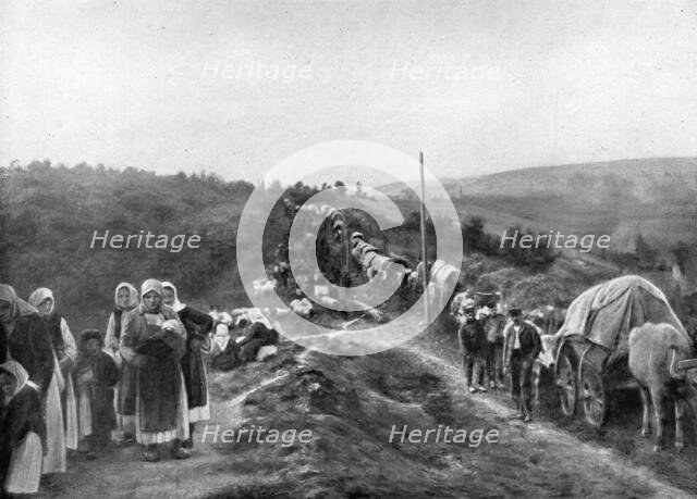 ''La Serbie Douloureuse; L'exode devant l'invasion autrichienne', 1914. Creator: Unknown.
