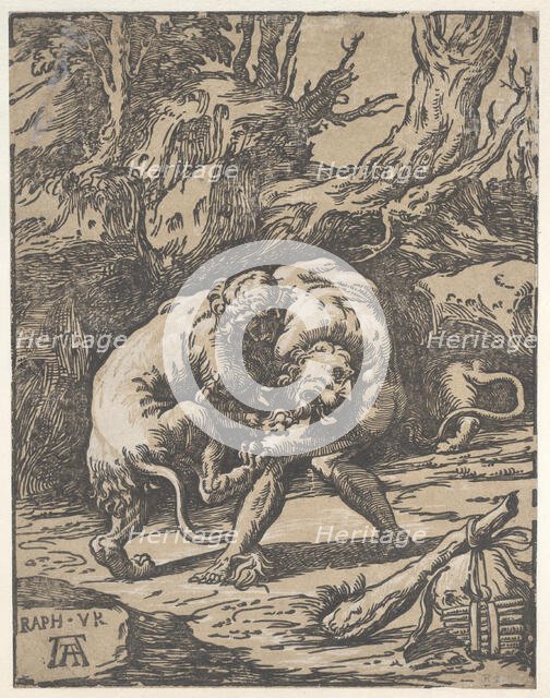 Hercules and the Nemean Lion, 1540-50., 1540-50. Creator: Niccolo Vicentino.