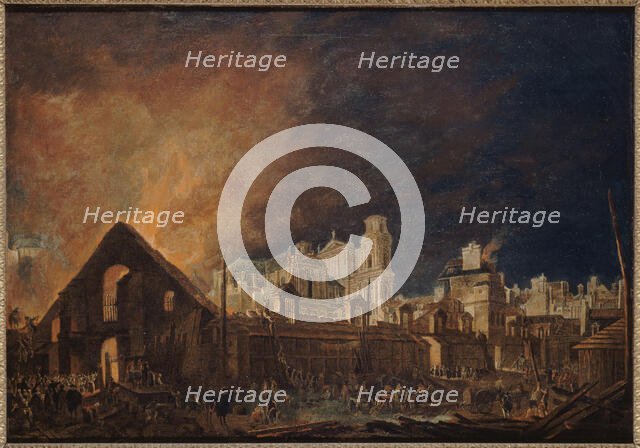 Saint-Germain fair during the fire (night of March 16 to 17, 1762), 1762. Creator: Pierre-Antoine Demachy.