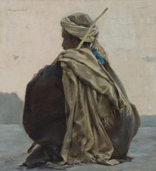 Luxor, seated Arab, three-quarters turned away, 1891. Creator: Henry Brokman.