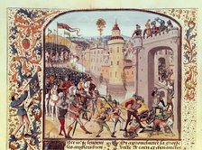 Taking of Caen by the English (1346), Miniature in 'Chroniques de France', 15th century, illumina…