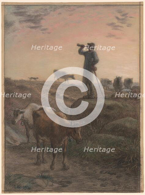 Calling Home the Cows, c. 1866. Creator: Jean Francois Millet.