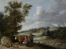 Landscape with Milkmaid and Shepherd, c1646. Creator: David Teniers II.