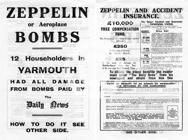 Zeppelin and accident insurance advertisement, 1910. Artist: Unknown