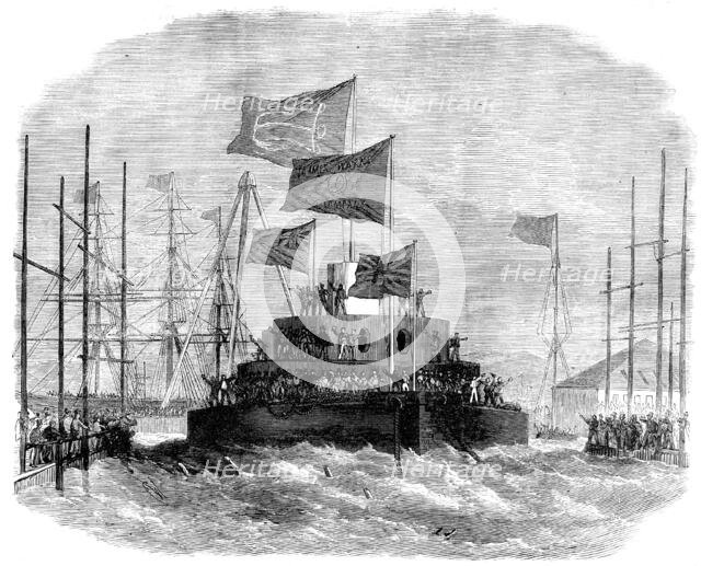 Launch of H.M.S. Cyclops at Blackwall, 1871. Creator: Unknown.