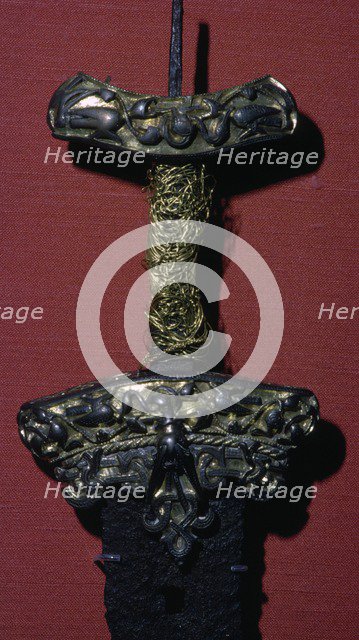 Viking sword with silver and gold hilt, 8th-11th century. Artist: Unknown