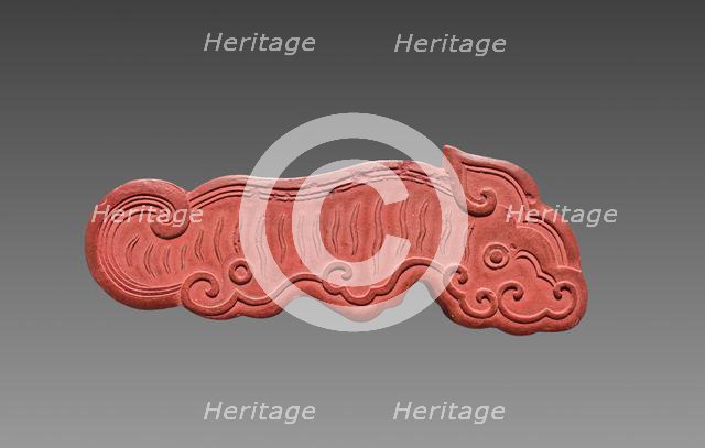 Box with Ink Cakes: Red Ink Cake in Shape of a Kui Dragon, 1795-1820. Creator: Unknown.