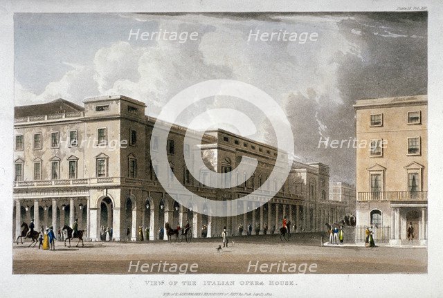 View of the King's Theatre, Haymarket, London, 1822.                                                 Artist: Anon