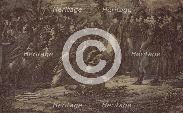 Le Retour de L'Ile d'Elbe (The Return from the Isle of Elba) (Furnishing Fabric), Nantes, c. 1830. Creator: Favre-Petitpierre et Cie.