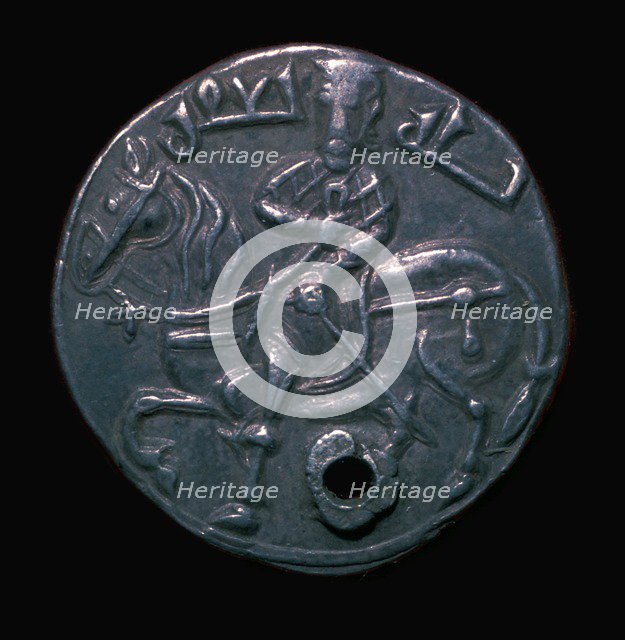 Silver dirham with a horse and rider, 10th century. Artist: Unknown