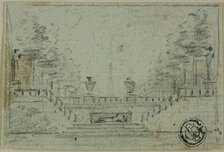 Staircase and Terrace in Formal Garden, n.d. Creator: Domenico Quaglio II.