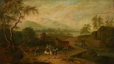 Robbery on the Bridge, 18th century. Creator: Unknown.