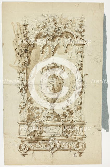 Monumental Vase in Ornamental Frame (recto)..., n.d. Creator: Unknown.