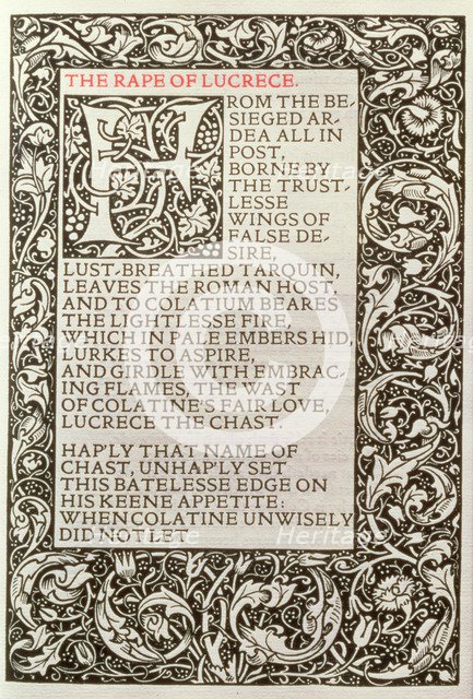 Cover of the poems of Shakespeare 'The Rape of Lucretia', published in 1593.