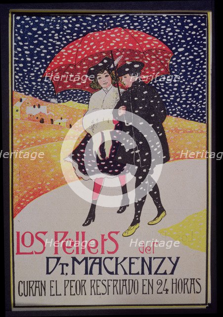 Advertising poster of the drug 'Pellets of Dr. Mackenzy', 1908.