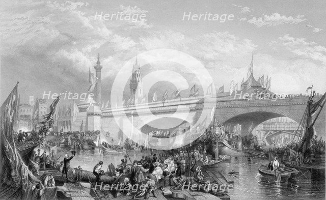 The opening of London Bridge by King William IV and Queen Adelaide, 1831. Artist: Anon