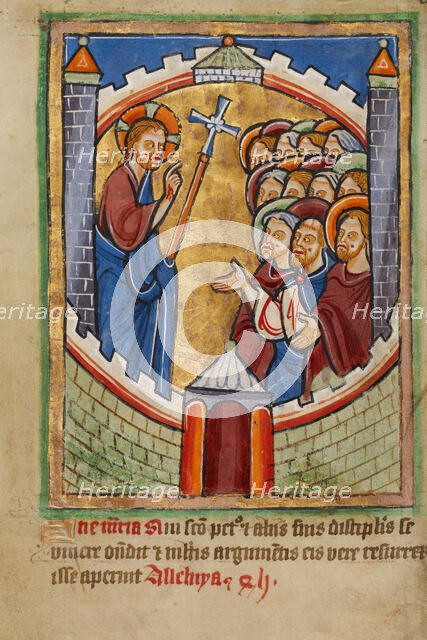 Christ Appearing to the Apostles, about 1190-1200; text added about 1480-1490. Creator: Unknown.