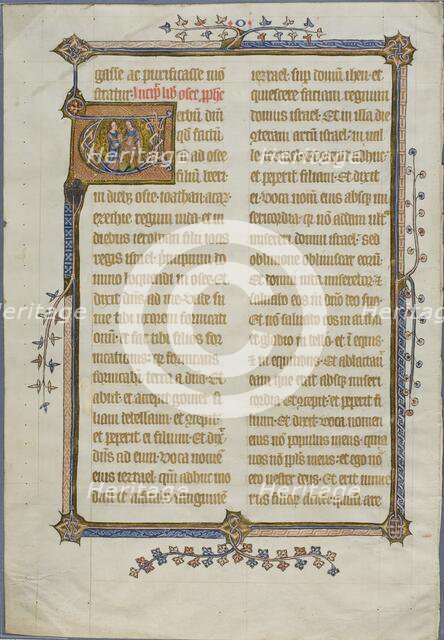 The Marriage of Hosea and Gomer in a Historiated Initial "V" from a Bible, 1345/48. Creator: Unknown.