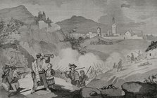 First Carlist War (1833-1840): Carlist troops besieged the town of Olot between...1835 (1845).   Creators: Francisco Sainz, Martínez.