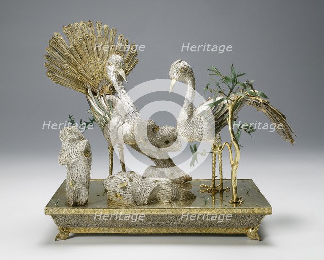 Table decoration in the form of a pair of birds, 1740-1750s.