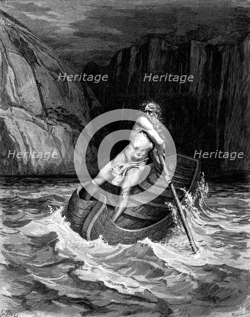 Arrival of Charon, 1857.  Creator: Doré, Gustave (1832-1883).