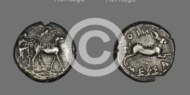 Tetradrachm (Coin) Depicting a Biga of Mules, 476-396 BCE. Creator: Unknown.