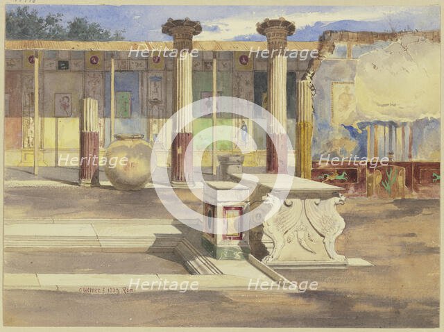 The Casa de Meleagro in Pompeii, 1839. Creator: Carl Friedrich Heinrich Werner.