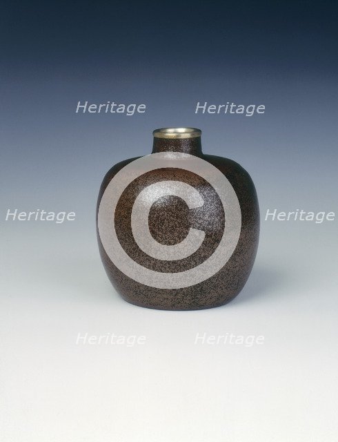 Globular stoneware jar with red oil spot glaze, Song dynasty, China, 13th century. Artist: Unknown
