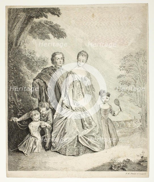 The Family Promenade, also called Philippe Mercier, His First Wife, and Family, c. 1725. Creator: Philippe Mercier.