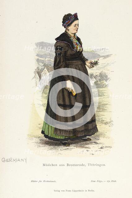 Costume Plate (Mädchen aus Brotterode, Thüringen), 19th century. Creators: Carl Streller, Wilhelm Gustav Friedrich Hasemann.