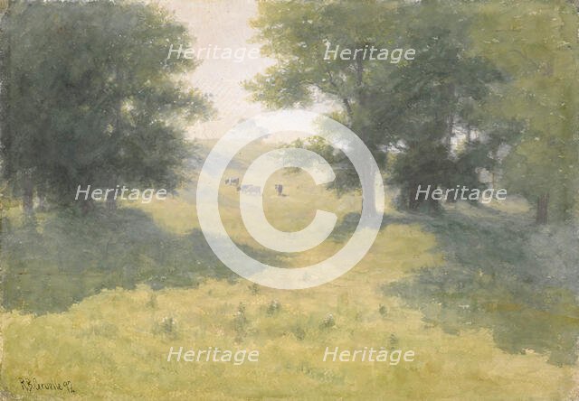 Landscape with Cows and Hillside, 1892. Creator: Richard Gruelle.