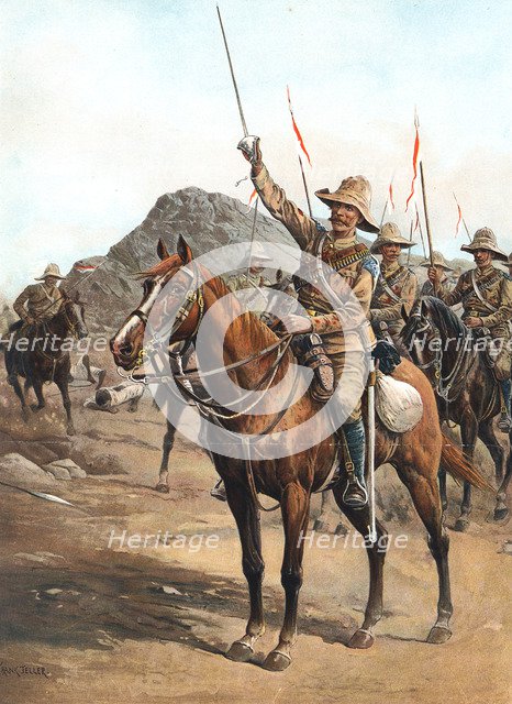 'Form Up, No 2! Form Up!', British lancers at the Battle of Omdurman, Sudan, 1898. Artist: Unknown